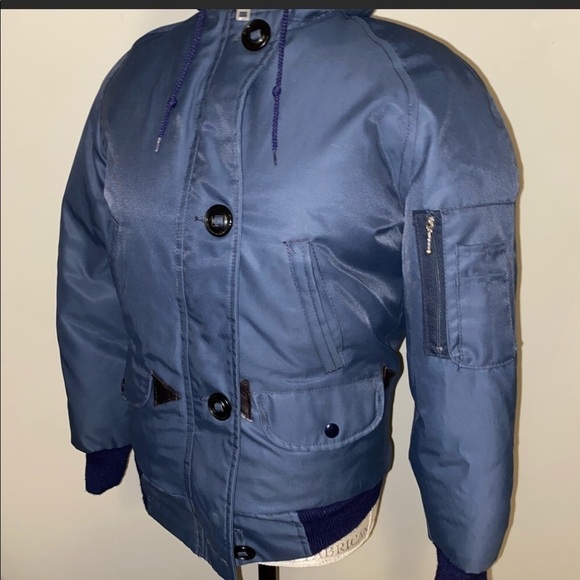 1970’s Canadian Trails Goose Down Coyote Fur Trim Blue Bomber XS / S Vintage - Picture 6 of 16